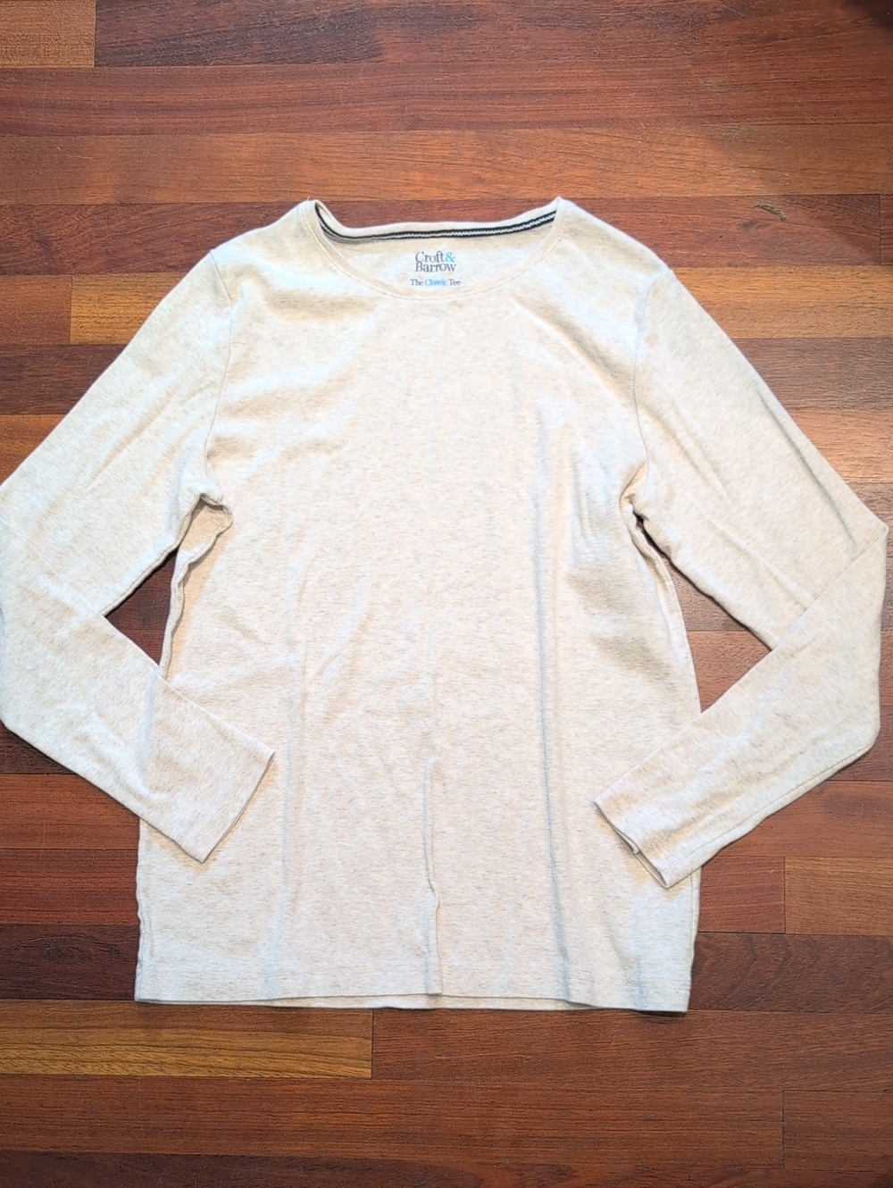 croft & barrow Beige Long-Sleeve Crew Tee